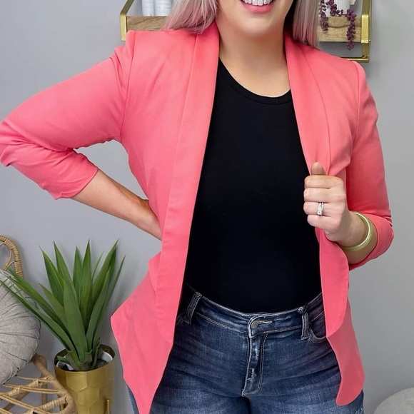Women's Coral Pink Blazer - Picture 2 of 8